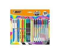 Shein Bic escritura multicolor pack de 20 piezas variadas - 6 bic cristal original, 2 bic cristal fun, 2 bic 4 colores, 3 bic intensity fine, 4 bic highligh
