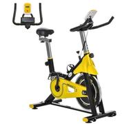 Shein Bicicleta estática HOMCOM, bicicleta estática de altura regulable, bicicleta de fitness, rodillo de entrenamiento con transmisión por correa y pantall
