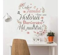 Shein Bienvenido a nuestra familia Calcomanía de pared floral, Dormitorio Sala de estar Pegatina de pared de la habitación, Decoración de la habitación, Dec