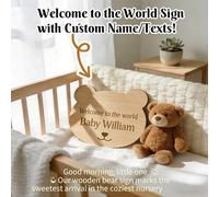 Shein Bienvenido al mundo - Cartel personalizado de llegada del bebé - Decoración de oso para bebé - Regalo para bebé - Prop para redes sociales - Placa con