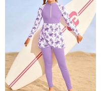 Shein Bikini de camiseta para niñas, tankini de manga larga para vacaciones en la playa, trajes de baño con estampado lindo