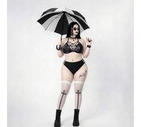 Shein Bikini de estilo oscuro talla grande 2026 | Diseño de tirantes cruzados en el frente talla grande llamativo | Estampado geométrico/simbólico personali