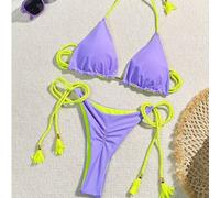 Shein Bikini de mujer con escote halter, espalda descubierta y acabado de alta gama. Traje de baño separado con trenzado, para vacaciones, playa y verano 20