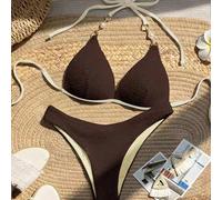 Shein Bikini de un solo color con escote halter y nudo delantero, adecuado para el verano