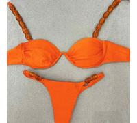 Shein Bikini naranja sólido sexy, nuevo lanzamiento oficial de Polovedo, adecuado para la playa, vacaciones, fiestas y citas, primavera/verano
