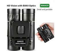 Shein Binoculares 300x25 Hd Con Imágenes Claras Y Magnificación De 10x, Telescopio Mini Plegable De Largo Alcance De 5000m Con Óptica Bak4 Fmc Para Caza, De