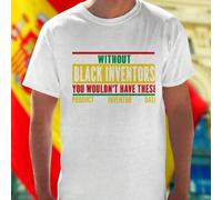 Shein Black Inventors Camiseta Hombre Moda Casual Algodón Suave Regalo Creativo Estilo Único Impresión Original Ropa Urbana Oferta Especial Historia Innovad