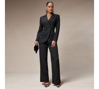 Shein Blazer casual de mujer de unicolor con cuello de solapa, manga larga y doble botonadura, ropa de mujer de otoño, estilo de dinero antiguo, estilo de