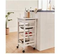 Shein BLOOM STORE - Carro de Cocina con Ruedas Jasmine, Estantería Auxiliar con Almacenaje en Madera y Metal, Disponible en Color Blanco o Negro, Ideal para