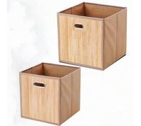 Shein Bloom Store-PACK 2 Cesta de almacenamiento de bambú cuadrado,31 x 31 x 31 cm