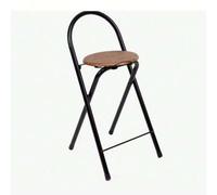 Shein BLOOM STORE - Taburete Plegable con Respaldo - Silla Plegable de Metal y Madera - Ideal para Cocina, Terraza o Jardín (Alto. 80 cm x Largo. 40 cm - Ne