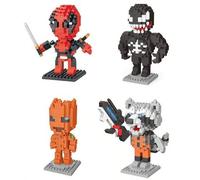 Shein Bloques de construcción de Disney, bloques de edificio pequeños con microdiamantes, Sets Deadpool, Groot, cohete, mapache, juguete de bricolaje, bloqu