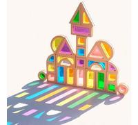 Shein Bloques de construcción de madera y acrílico con formas translúcidas y coloridas para reconocimiento y clasificación, juguete de bloques de construcci