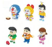 Shein Bloques de construcción de micropartículas con figura de Doraemon Nobita de anime, juguete de ensamblaje para niños y niñas, regalo lindo