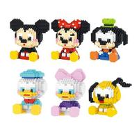 Shein Bloques de construcción de partículas lindos, juguetes de ensamblaje de Mickey Minnie Mickey Mouse, regalos de cumpleaños, decoración de escritorio de
