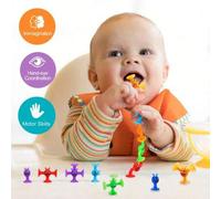 Shein Bloques de construcción educativos STEM de plástico suave con ventosas de colores del arcoíris, divertidos para la familia, fiestas, regalos, manualid