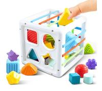 Shein Bloques de construcción para bebés, juguetes de clasificación de formas del alfabeto para bebés, juguetes Montessori, pelotas de textura coloridas, ac