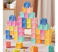 Shein Bloques para bebés, bloques para niños pequeños, juguetes para apilar y construir para bebés, 8/16/24 bloques blandos y educativos - números, formas,