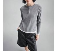 Shein Blusa 2 en 1 gris temprano y blanca, nueva para 2026SS, adecuada para fiestas urbanas modernas, temporada de regreso a clases, uso diario casual y min