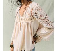 Shein Blusa bohemia con decoración de flecos, cuello en V holgado para vacaciones. Blusas bohemias, blusas bohemias, blusas bohemias para mujer, blusas bohe