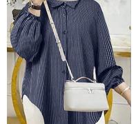 Shein Blusa casual de mujer de un solo pecho a rayas, top de estilo árabe, modesto para primavera