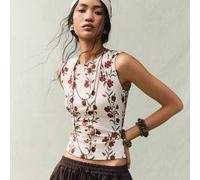 Shein Blusa casual y versátil con estampado floral y pliegues para uso diario
