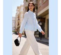 Shein Blusa de Cuadros Armonías Teen en Rosa - Elegancia Italiana con Cuello Redondo y Manga Larga, Ideal para el Día a Día - Disponible en Tallas S, M, L -