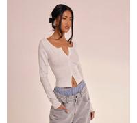 Shein Blusa de cuello de barco con botones, manga larga, casual para vacaciones, aeropuerto, días festivos, linda para volver al colegio, fiesta, elegante p