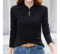 Shein Blusa de forro polar con botones de estilo chino para mujer, nueva para otoño/invierno, camisa base elegante y ajustada de estilo retro