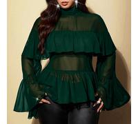 Shein Blusa de malla de unicolor versátil y de moda para mujer de talla grande