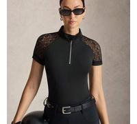 Shein Blusa de manga corta con aplicación de encaje para equitación de mujer