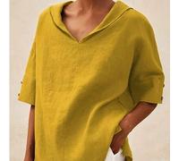 Shein Blusa de manga corta de talla grande con cuello Peter Pan, de unicolor y ligera, para primavera/verano
