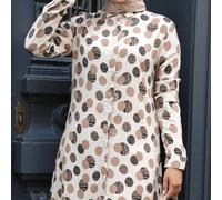 Shein Blusa de manga larga con estampado total de estilo árabe simplificado para mujer, modesta para vacaciones de primavera