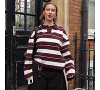 Shein Blusa de punto de manga larga con cuello a contraste y rayas, casual y versátil para primavera/verano, de HoloChill