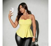 Shein Blusa de tirantes elegante y de unicolor para mujer de talla grande, adecuada para salir y citas
