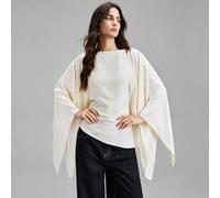 Shein Blusa fruncida de manga abullonada beige, nueva para primavera/verano 2026. Adecuada para fiestas urbanas modernas, temporada de vuelta al colegio, us