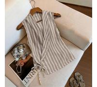 Shein Blusa tipo chaleco de cuello en V a rayas estilo francés para mujer para ir al trabajo