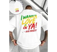 Shein Bob Marley Reggae Quote T-Shirt, High Quality Fabric, Comfortable Fit, Street Hip-Hop, Breathable, Double-Sided Print