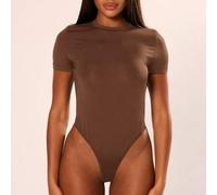 Shein Body de manga corta y cuello redondo, ajustado, casual, cápsula de armario básico para uso diario, oficina, trabajo, vuelta al colegio, otoño, inviern