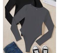 Shein Body Escotado De Diseño En Bloques Blanco Y Negro