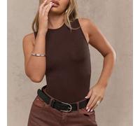 Shein Body sin mangas de cuello alto, estilo top de leotardo de danza básica, ajustado al Body, elástico, esencial para entrenamiento, danza y capas para ot