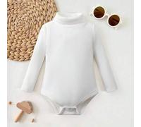 Shein Bodys de unicolor con cuello de tortuga para bebé niña, ropa de bebé neutra para otoño/invierno, body blanco de invierno para bebé niña, body de manga