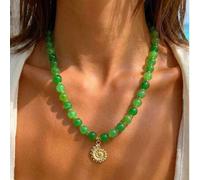 Shein BOHO 1 pieza Vintage Francés Elegante Moda Hip Hop Estilo Bohemio Vacaciones Bling Bling Cuentas Redondas Coloridas Verde Estrella de Mar Concha Carac