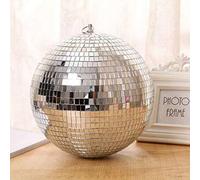 Shein Bola de espejo plateada, bola láser, bola de discoteca, decoraciones de estilo retro de vidrio y plástico, adecuadas para Pascua, decoraciones de bola
