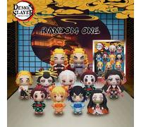 Shein Bolsa ciega con llavero de la serie 1/5 de figuras 3D de anime de Demon Slayer con licencia oficial, con personajes como Tanjiro, Nezuko, Zenitsu, Ino