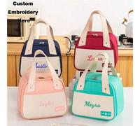 Shein Bolsa de almuerzo aislada con bloque de color bordada a medida, bolso térmico portátil mini, caja de almuerzo enfriadora con estilo, lonchera reutiliz