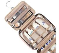 Shein Bolsa de aseo de viaje para mujer, caja de almacenamiento colgante portátil, utilizada para champú de viaje, acondicionador, juego de brochas, acces