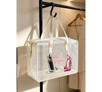 Shein Bolsa de aseo transparente e impermeable con estampado de "Tacones Altos de Moda", puede almacenar protector solar, champú, cosméticos, loción, etc.,