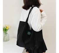 Shein Bolsa de compras de pana, ligera, informal, con parches de letras, para adolescentes, niñas, mujeres, estudiantes universitarias, novatos y trabajador