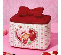 Shein Bolsa de cosméticos con estampado de fresa de dibujos animados, decorada con moño, tamaño S, idea de regalo